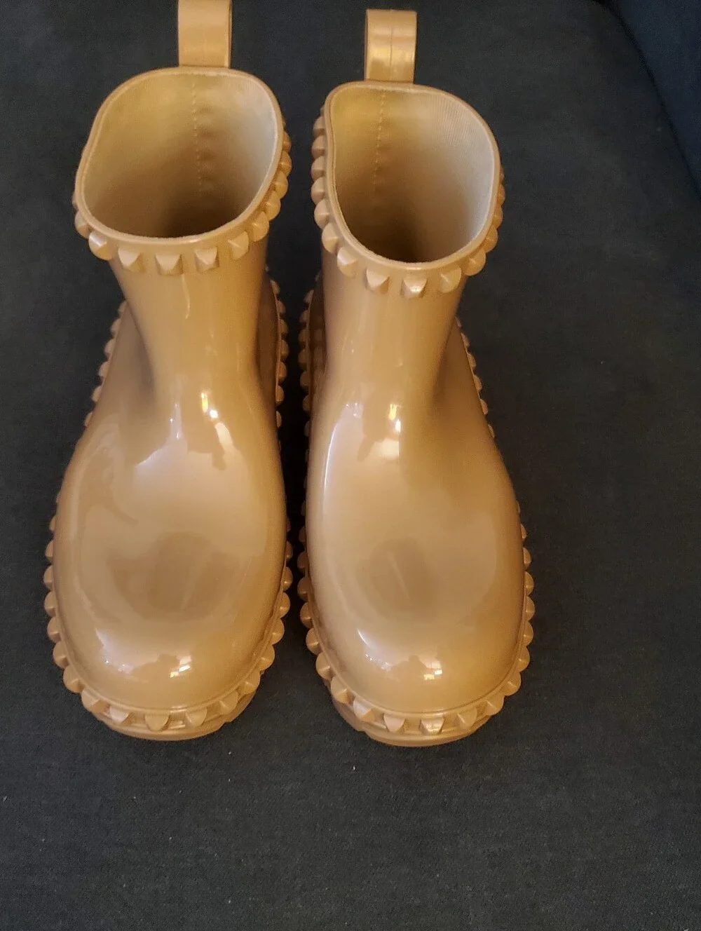 Carmen Sol Graziano Beige Studded Rain Ankle Boots